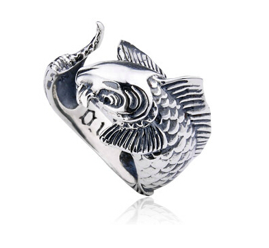 Retro Men 925 Silver Fish Ring